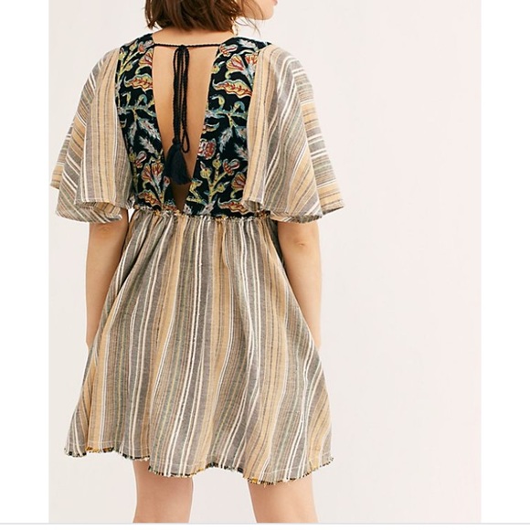 Free People Dresses & Skirts - Free People-Stripped & Floral Embroidered Under The Sun-Tunic or dress